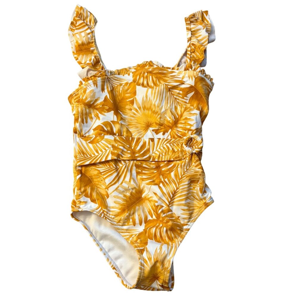 Janie And Jack Tropical Leaf Print One-Piece Swimsuit Girls 10